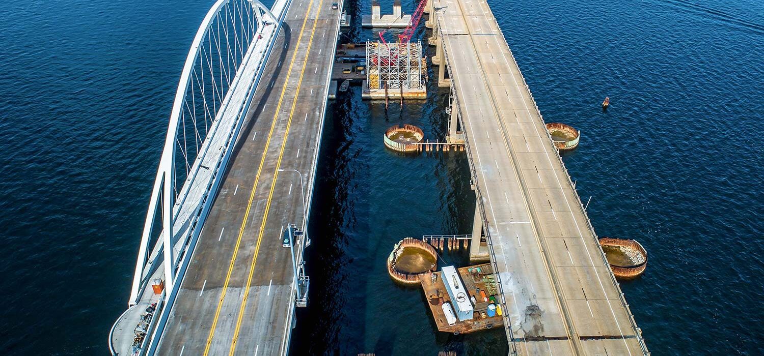 view from above Pensacola Bay Bridge