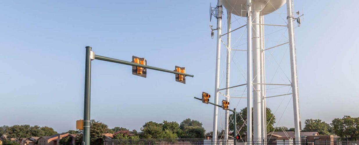 water tower of The Colony next to North Colony Boulevard